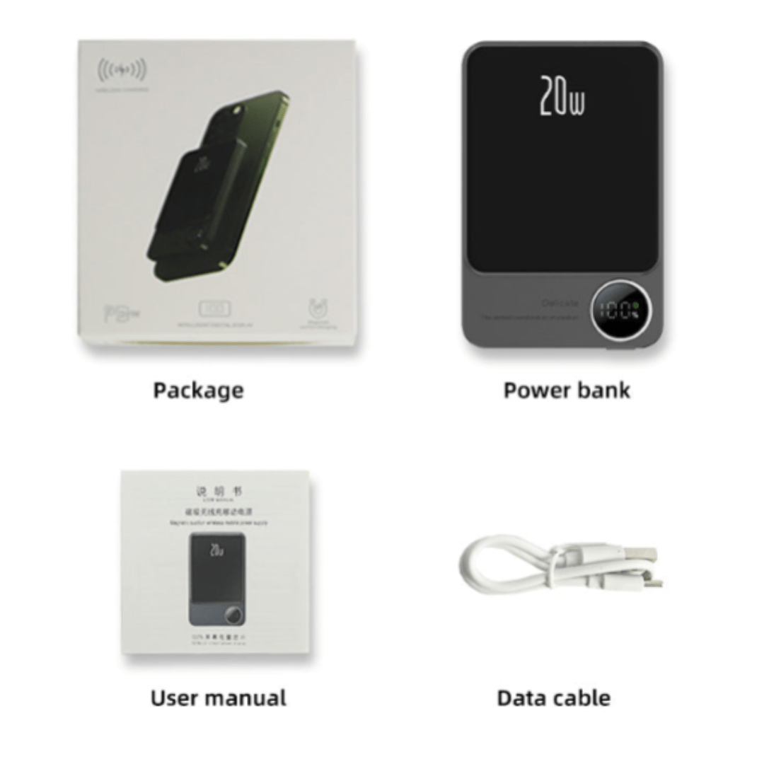 Trådlös Aluminium Magnetisk Powerbank Magsafe 10.000 mAh - PhonePro.se